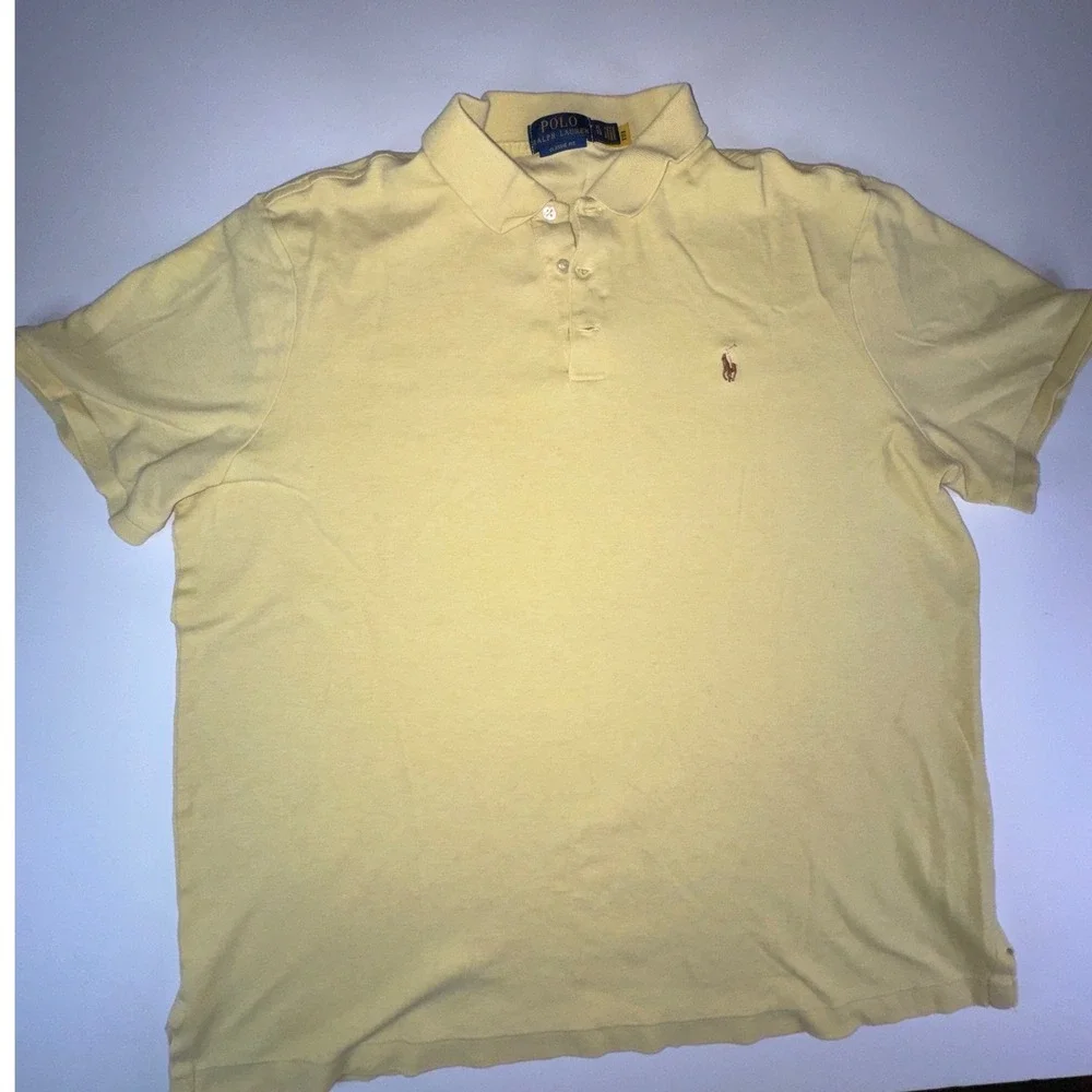 Polo Ralph Lauren Mens XL Yellow Classic Fit Short Sleeve Pony Logo Polo Shirt